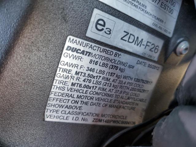 2012 DUCATI 1199 PANIG ZDM14BPW5CB004136
