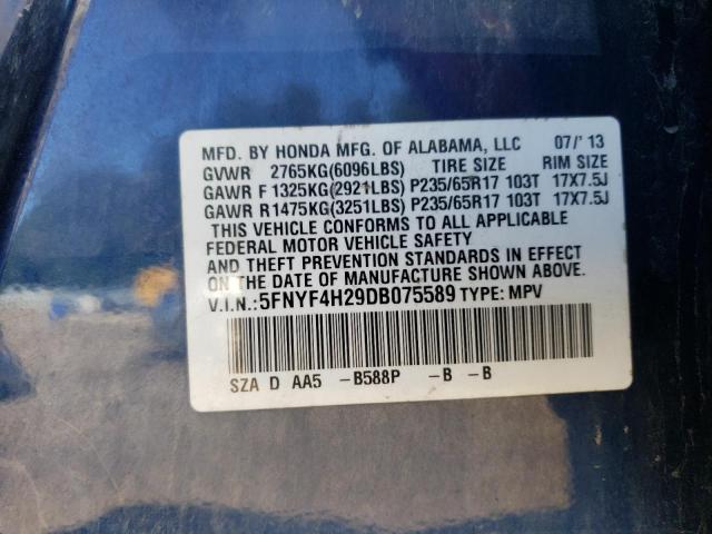 VIN 5FNYF4H29DB075589 2013 Honda Pilot, LX no.13