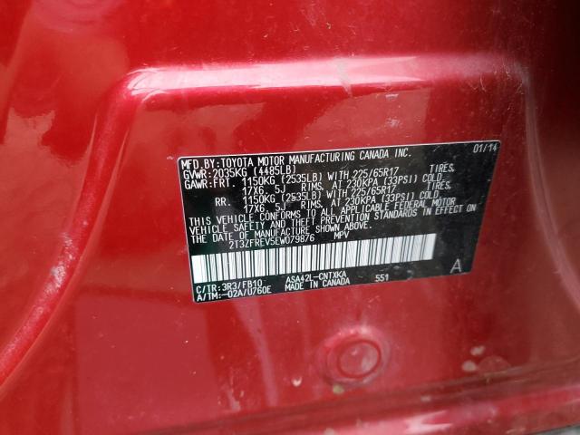 VIN 2T3ZFREV5EW079876 2014 Toyota RAV4, LE no.13