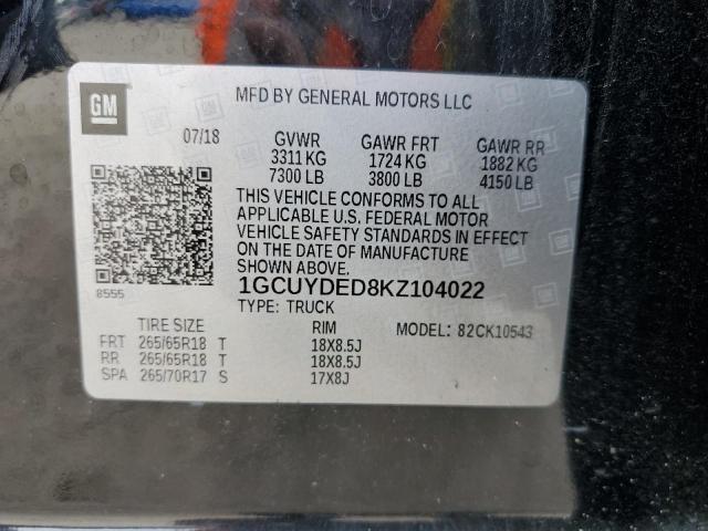 2019 CHEVROLET SILVERADO - 1GCUYDED8KZ104022