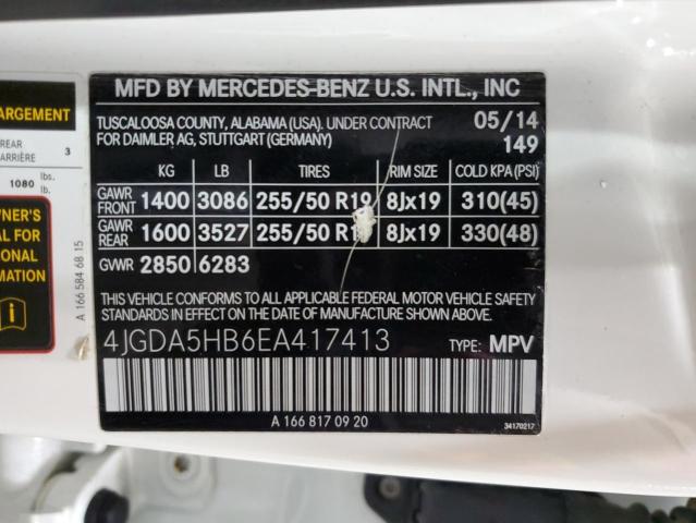 VIN 4JGDA5HB6EA417413 2014 Mercedes-Benz ML-Class, ... no.14