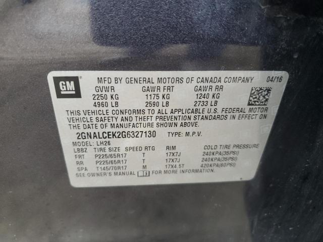 2016 CHEVROLET EQUINOX LT - 2GNALCEK2G6327130