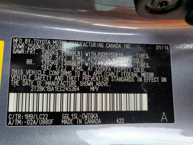 VIN 2T2BK1BA1EC245364 2014 Lexus RX, 350 Base no.13