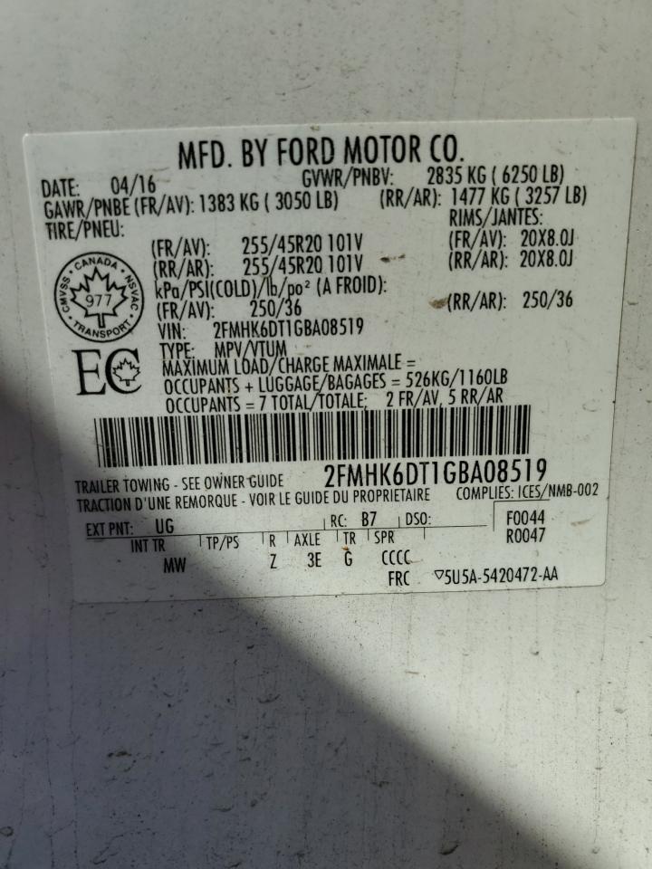 Lot #2806992818 2016 FORD FLEX LIMIT