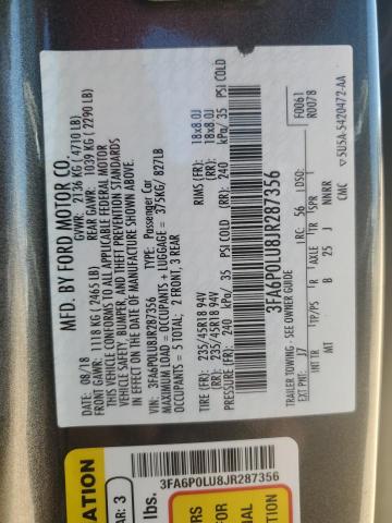 VIN 3FA6P0LU8JR287356 2018 Ford Fusion, Se Hybrid no.12