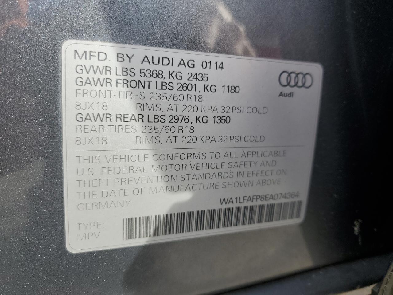 Lot #3027010816 2014 AUDI Q5