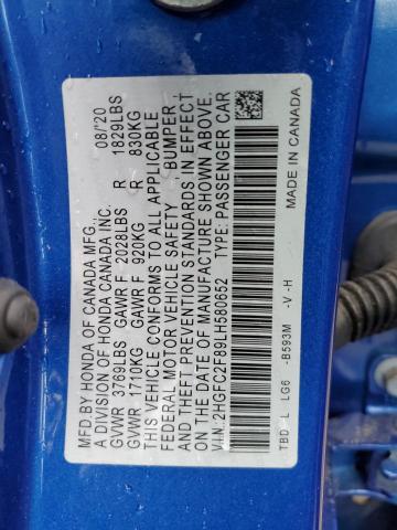 2020 HONDA CIVIC SPOR - 2HGFC2F89LH580652