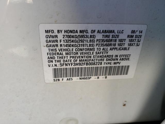 2015 HONDA PILOT TOUR - 5FNYF3H92FB008228