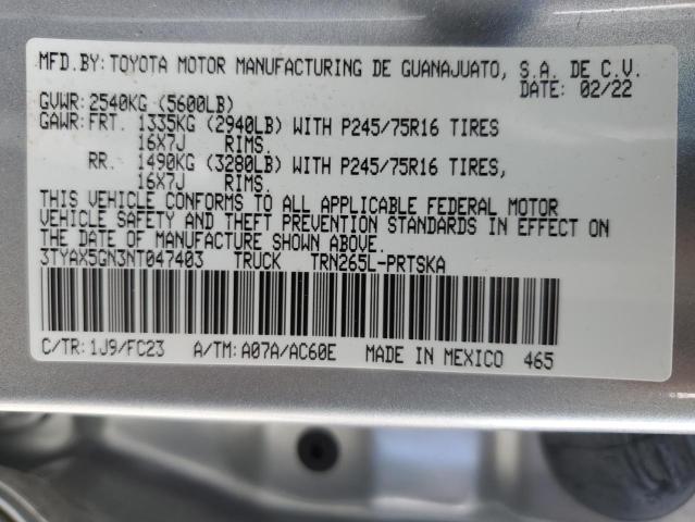 2022 TOYOTA TACOMA DOU - 3TYAX5GN3NT047403