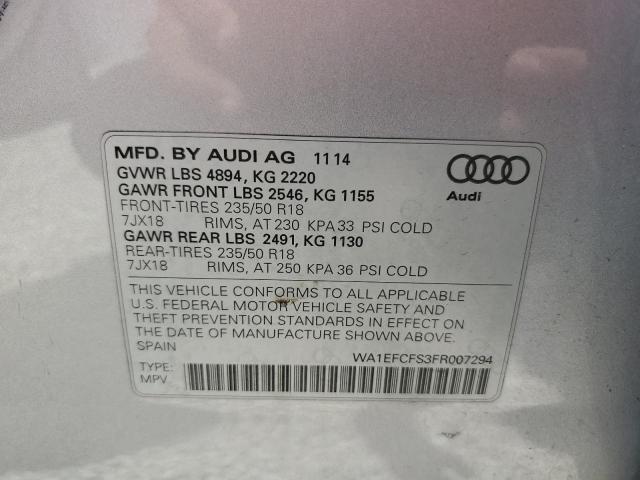 2015 AUDI Q3 PREMIUM - WA1EFCFS3FR007294