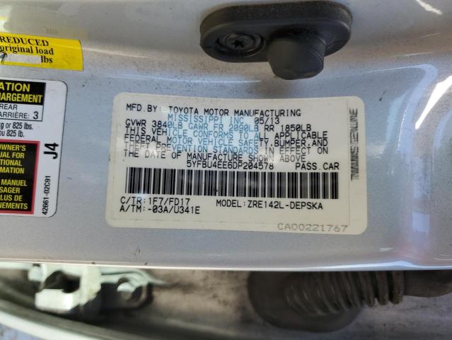 VIN 5YFBU4EE6DP204578 2013 Toyota Corolla, Base no.12