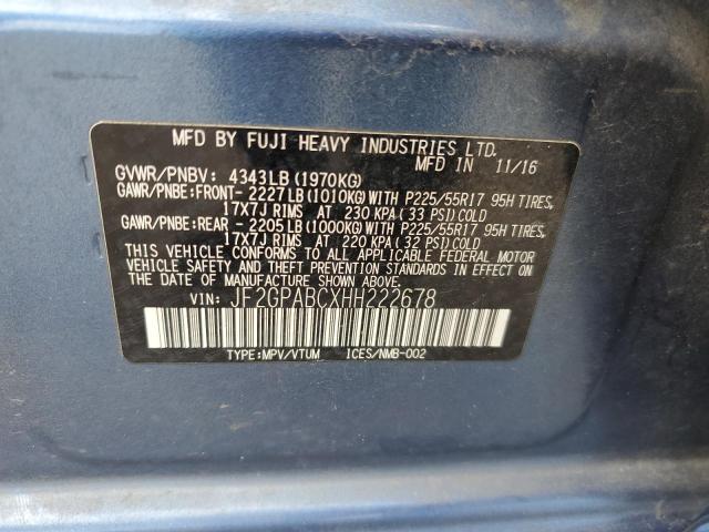 2017 SUBARU CROSSTREK - JF2GPABCXHH222678