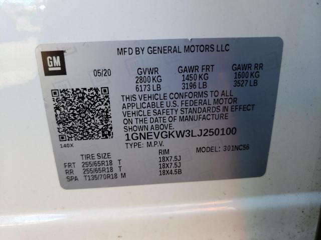 2020 CHEVROLET TRAVERSE L - 1GNEVGKW3LJ250100