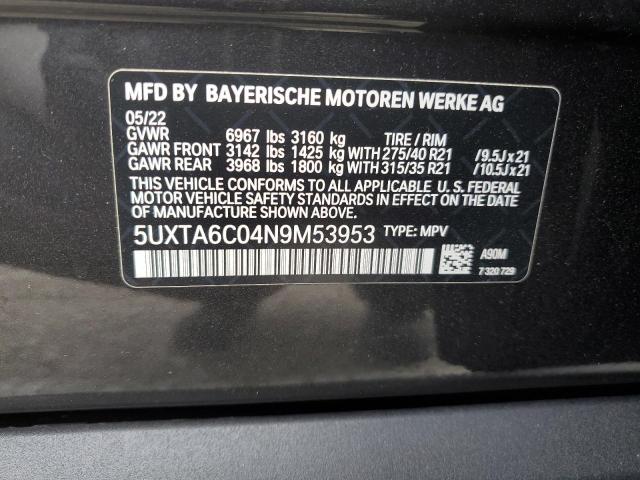 VIN 5UXTA6C04N9M53953 2022 BMW X5, Xdrive45E no.13