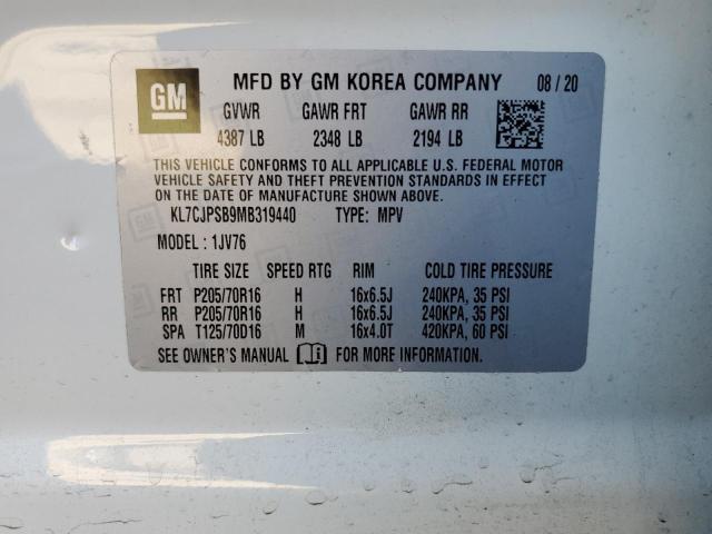 2021 CHEVROLET TRAX 1LT - KL7CJPSB9MB319440