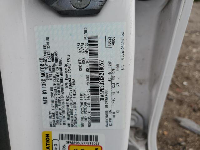 VIN 3FA6P0SU2KR218052 2019 Ford Fusion, Titanium no.12