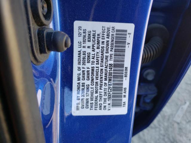 2021 HONDA CIVIC SPOR - 19XFC2F87ME001458