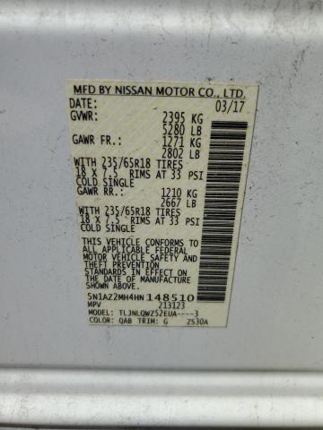 2017 NISSAN MURANO S - 5N1AZ2MH4HN148510