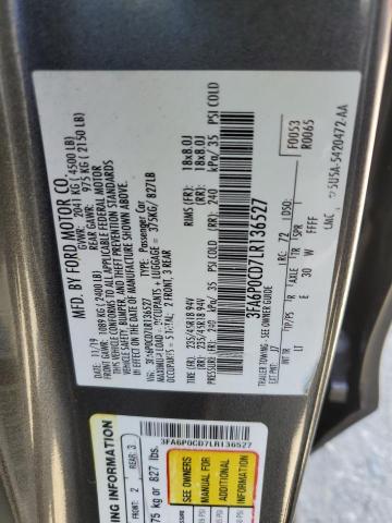 VIN 3FA6P0CD7LR136527 2020 Ford Fusion, Sel no.12