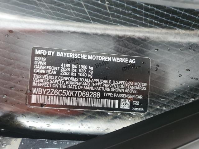 VIN WBY2Z6C5XK7D69288 2019 BMW I8 no.13