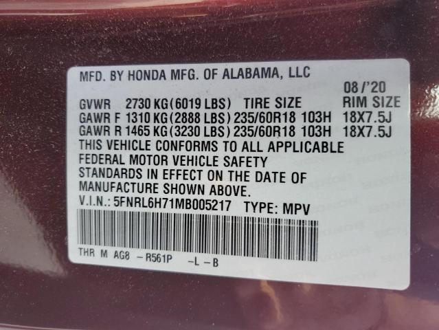 2021 HONDA ODYSSEY EX - 5FNRL6H71MB005217