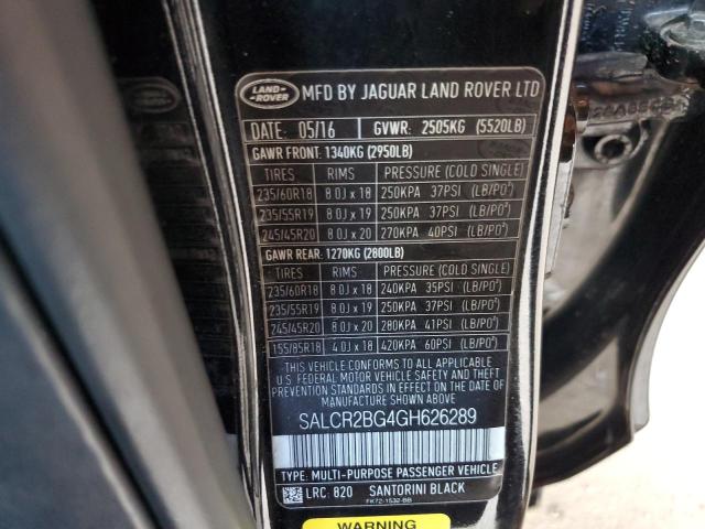 VIN SALCR2BG4GH626289 2016 Land Rover Discovery, Hse no.12