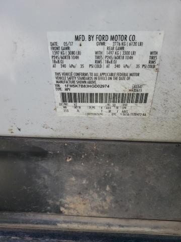 2017 FORD EXPLORER - 1FM5K7B83HGD02974