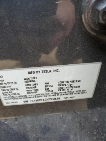 2022 TESLA MODEL Y - 7SAYGDEE2NF368539