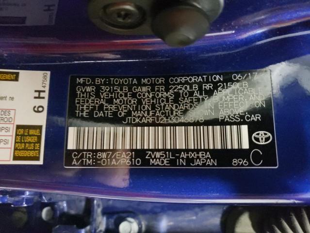 VIN JTDKARFU2H3046878 2017 Toyota Prius no.12