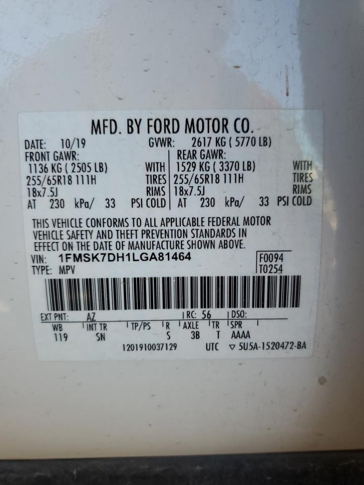 Lot #2936197263 2020 FORD EXPLORER X