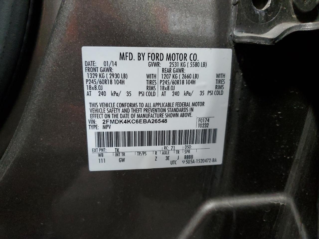 Lot #2869744012 2014 FORD EDGE LIMIT