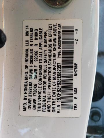 VIN 19XFB2F93EE082357 2014 Honda Civic, Exl no.12