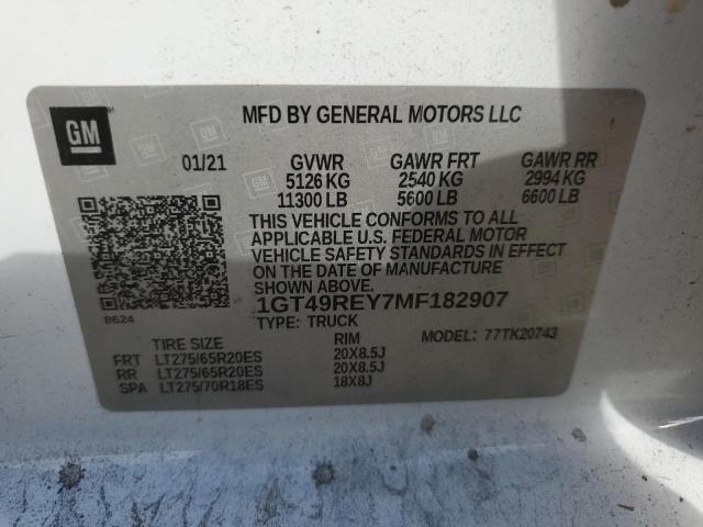 2021 GMC SIERRA K25 - 1GT49REY7MF182907