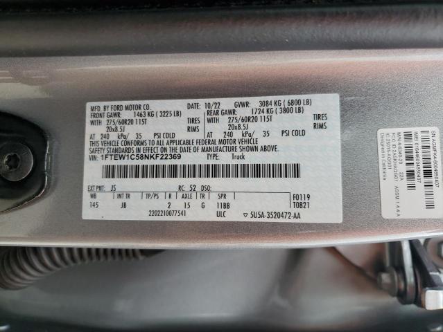 2022 FORD F150 SUPER 1FTEW1C58NKF22369  70982934