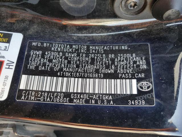 VIN 4T1BK1EB7FU169819 2015 Toyota Avalon, Xle no.12