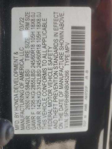 2022 HONDA PILOT TRAI - 5FNYF6H89NB045266