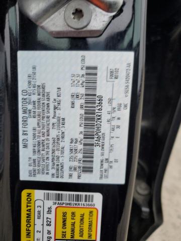 2019 FORD FUSION SE - 3FA6P0HD2KR163660