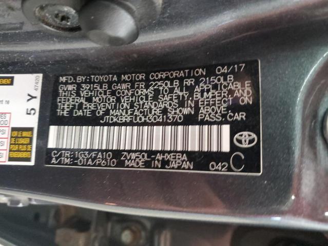 VIN JTDKBRFU0H3041370 2017 Toyota Prius no.12