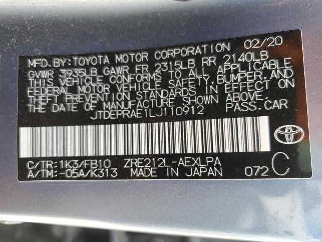 2020 TOYOTA COROLLA LE - JTDEPRAE1LJ110912