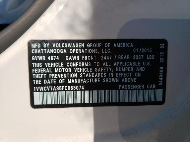 VIN 1VWCV7A35FC065074 2015 Volkswagen Passat, Sel no.13