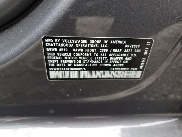 2017 VOLKSWAGEN PASSAT SE - 1VWGT7A32HC063275