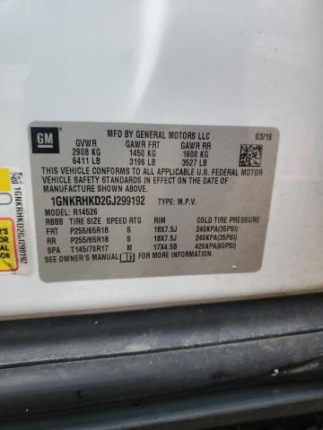 2016 CHEVROLET TRAVERSE L - 1GNKRHKD2GJ299192