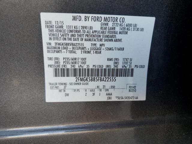 VIN 2FMGK5B85FBA22555 2015 Ford Flex, SE no.14