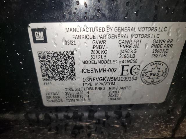 2021 CHEVROLET TRAVERSE L - 1GNEVGKW5MJ199104
