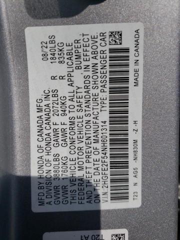 2022 HONDA CIVIC SPOR - 2HGFE2F54NH601314