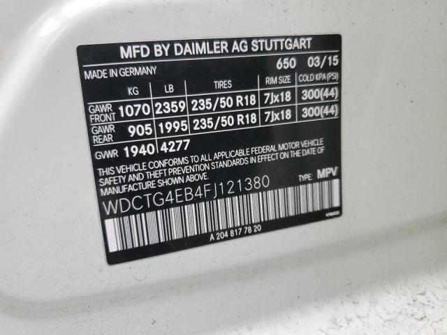 2015 MERCEDES-BENZ GLA 250 - WDCTG4EB4FJ121380