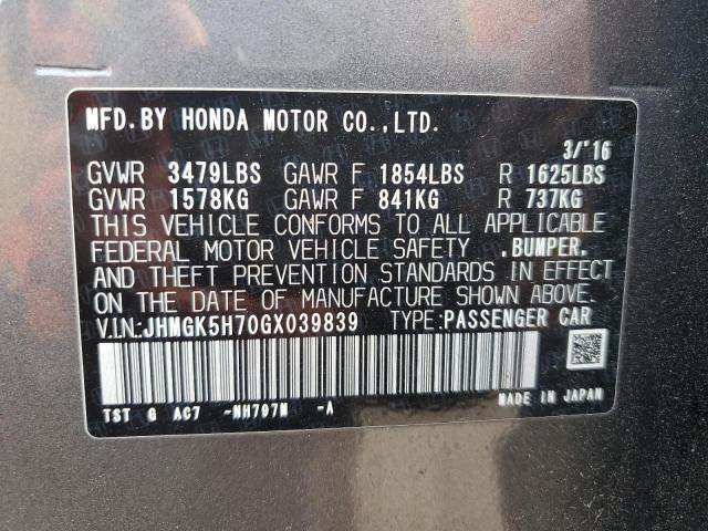 2016 HONDA FIT EX - JHMGK5H70GX039839