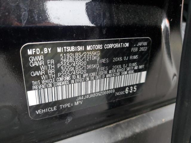 2022 MITSUBISHI OUTLANDER - JA4J4UA80NZ068669