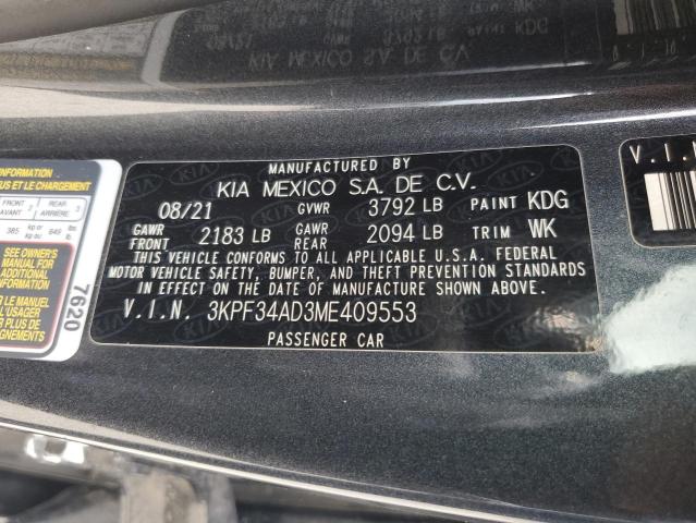 2021 KIA FORTE GT L - 3KPF34AD3ME409553