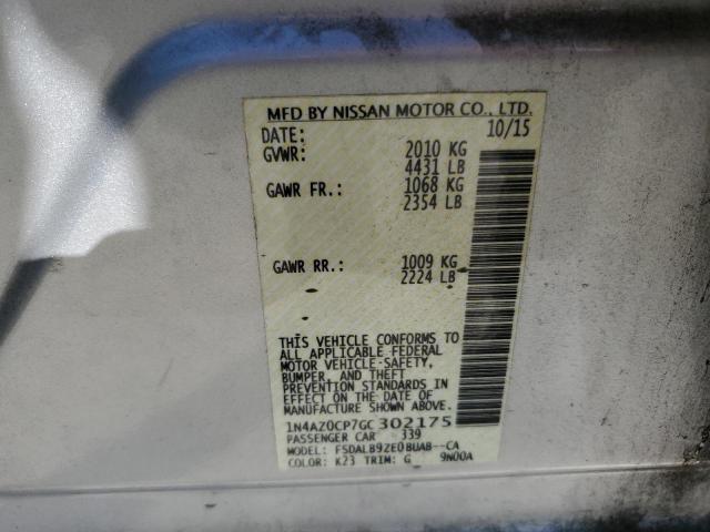 VIN 1N4AZ0CP7GC302175 2016 Nissan Leaf, S no.12